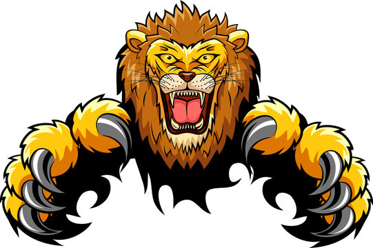 Lion Attack Concept. Vector illustration