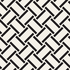 Crosshatch vector seamless geometric pattern. Crossed graphic rectangles background. Checkered motif. Seamless black and white texture of crosshatched lines. Trellis simple fabric print.