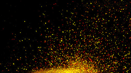 An explosion of orange and gold embers or particles with depth of field.