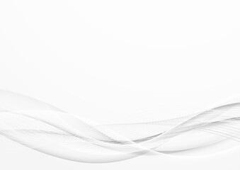 Fototapeta premium Soft smooth abstract satin lines modern background. Grey futuristic transparent graphic gradient swoosh waves over white background. Hi-tech elegant halftone dynamic motion curves
