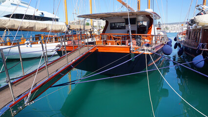 Photo in Marina Zeas near port of Peiraeus on a spring morning, Attica, Greece