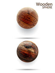 Template for design on the theme of ecology. A sphere of wood