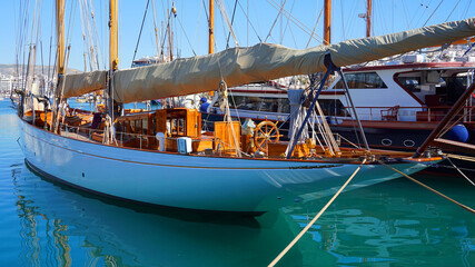Photo in Marina Zeas near port of Peiraeus on a spring morning, Attica, Greece