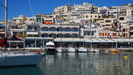 Photo of mikrolimano port on a spring morning, Peiraeus, Attica, Greece