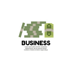 Template logo for business. Big pile of money for business concept