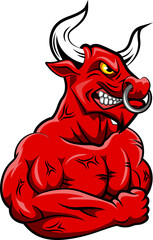 bull strong mascot. Vector illustration