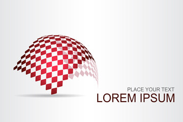 Logo stylized spherical surface with abstract shapes