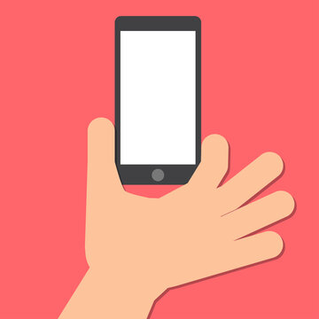 hand holds a smart phone in the vertical position.