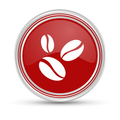 Roter Button - Kaffeebohnen