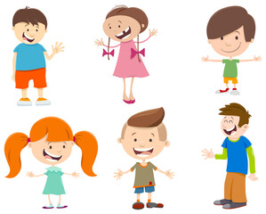 cartoon set of kid characters
