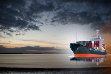 ship pickup container at senset.