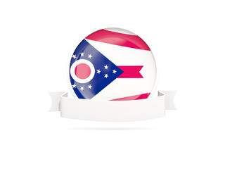 Flag of ohio with banner, US state round icon