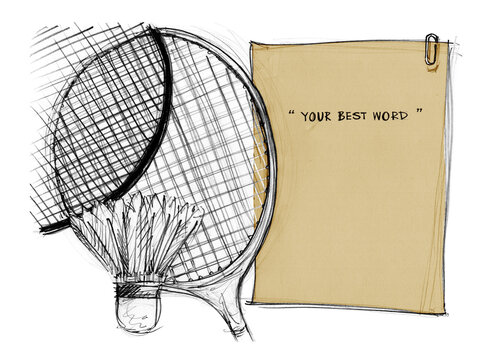 Badminton background paper note drawn