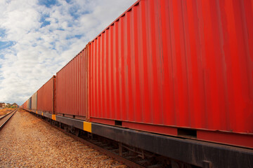 Fototapeta premium train with container for shipping goods.