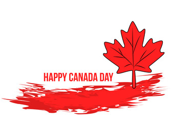 Grunge Canada day banner with red maple leaf