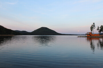 Machas lake in the evening. Czech landscape