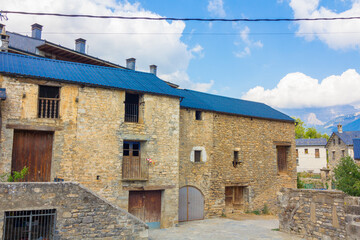 Houses of high mountain villages in the pyrenees of huesca, spain