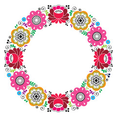 Russian floral wreath pattern - colorful folk art 