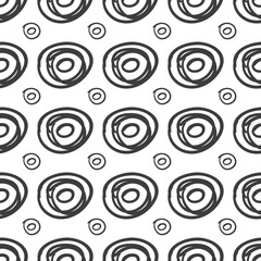 Ink different rounds sketch seamless pattern. Vector illustration