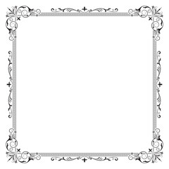 Ornate square black frame for page decoration, title, card, label.