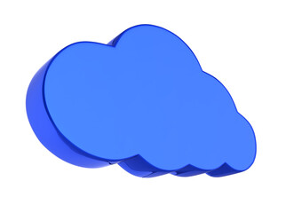 Cloud sign illustration in blue isolated on white background 3d