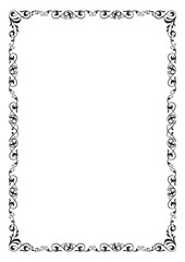Black rectangular ornate frame, page decoration. A4 page proportions.