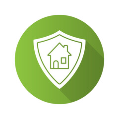 Real estate security. Flat design long shadow icon