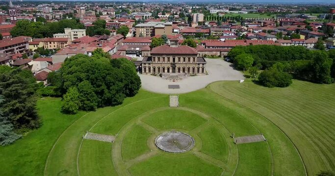 Villa Bagatti Valsecchi, villa, vista aerea, ottocento, villa italiana, Varedo, Monza Brianza, Lombardia Italia