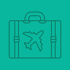 Travel luggage suitcase color linear icon