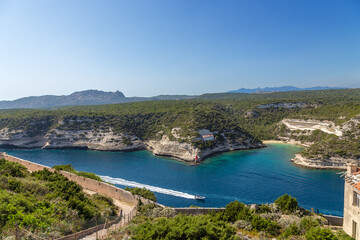 Fototapeta na wymiar Island of Corsica, France. Picturesque sea bay in Bonifacio