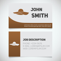 Business card print template with beach hat logo