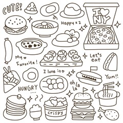 Set of Cute Meal and Dish Doodle 