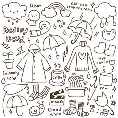 Set of Cute Rainy Day Doodle 