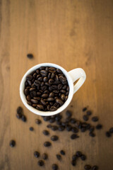 cafe bean in cup on the table