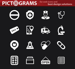 Drug store icons set