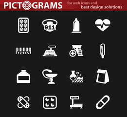 Drug store icons set