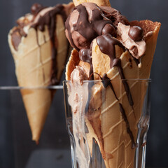 Ice cream in waffle cone