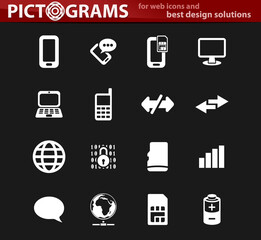 Mobile connection icons set