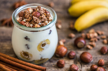 Yogurt with Muesli, Banana and Nuts