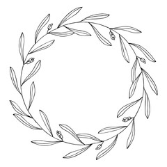 vector contour illustration of leaves frame