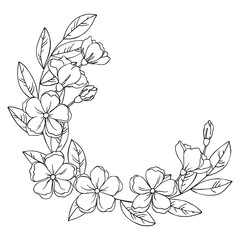 vector contour illustration of flowers frame