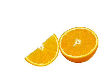Orange fruit with slice  isolated on white background.
