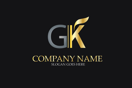 GK Letter Logo Design in Golden and Metal Color