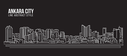 Fototapeta premium Cityscape Building Line art Vector Illustration design - Ankara city