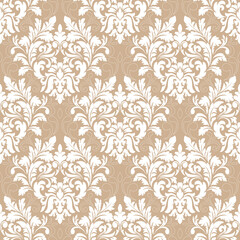 Vector damask seamless pattern background. Classical luxury old fashioned damask ornament, royal victorian seamless texture for wallpapers, textile, wrapping. Exquisite floral baroque template
