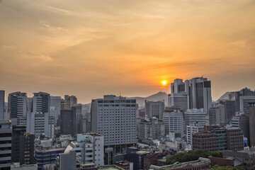 Fototapeta na wymiar Sunset view of Seoul, Korea