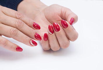 Hands with beautiful manicure. Natural nails with gel polish