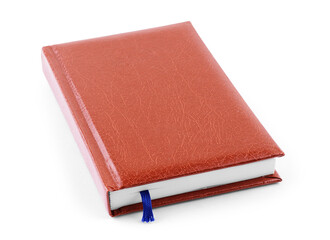 Brown leather notebook on a white background