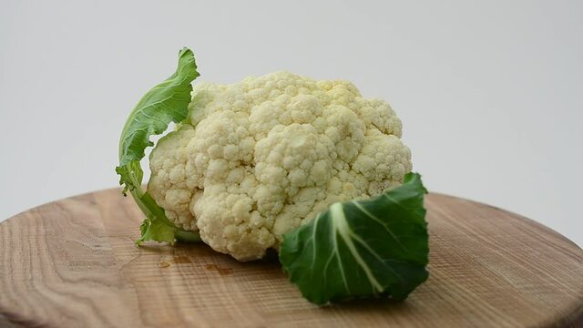 	Cauliflower on a board.