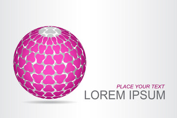 Logo stylized spherical surface with abstract shapes